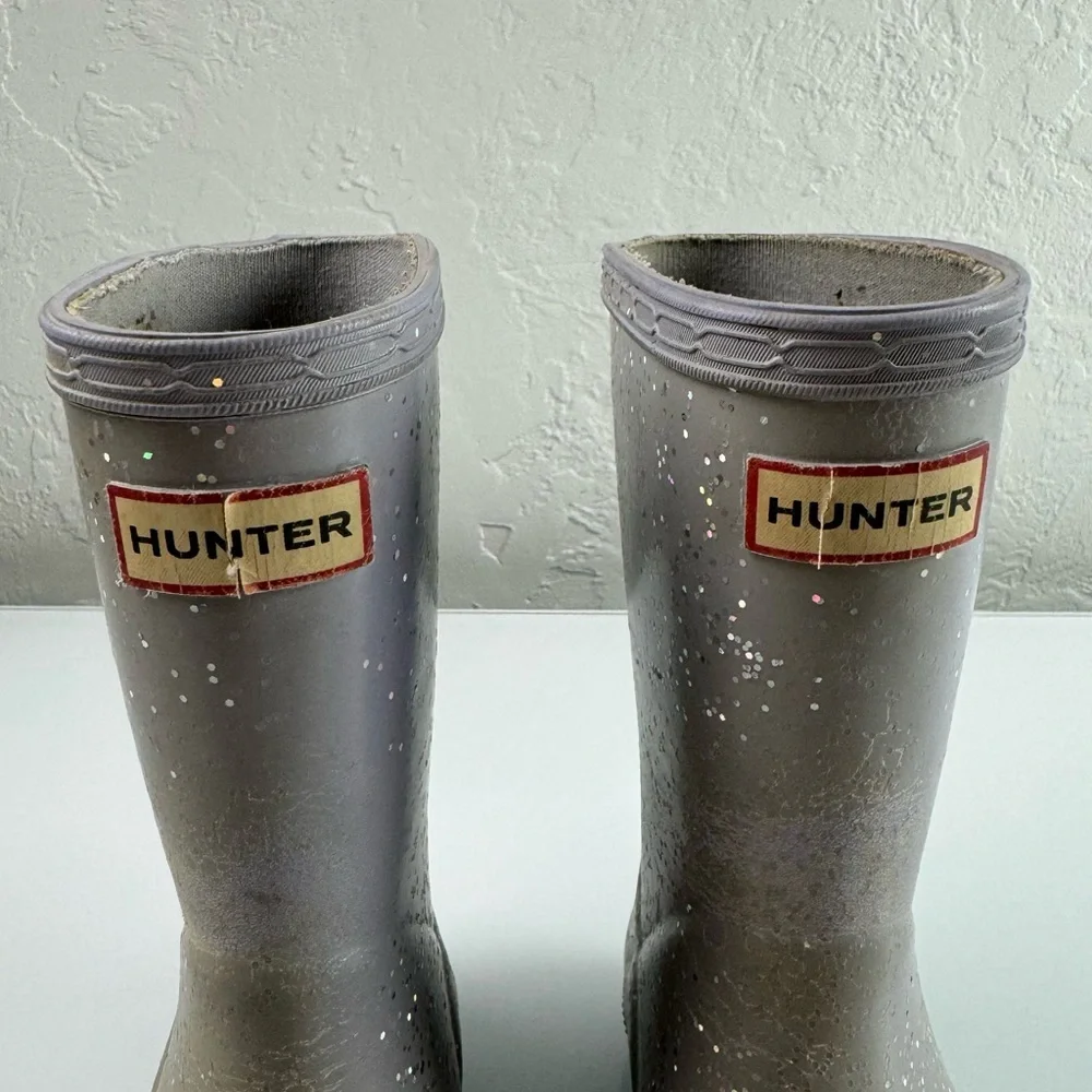 Hunter Rain Boots Kids First‎ Classic Glitter Purple Lavender Sparkle Rubber